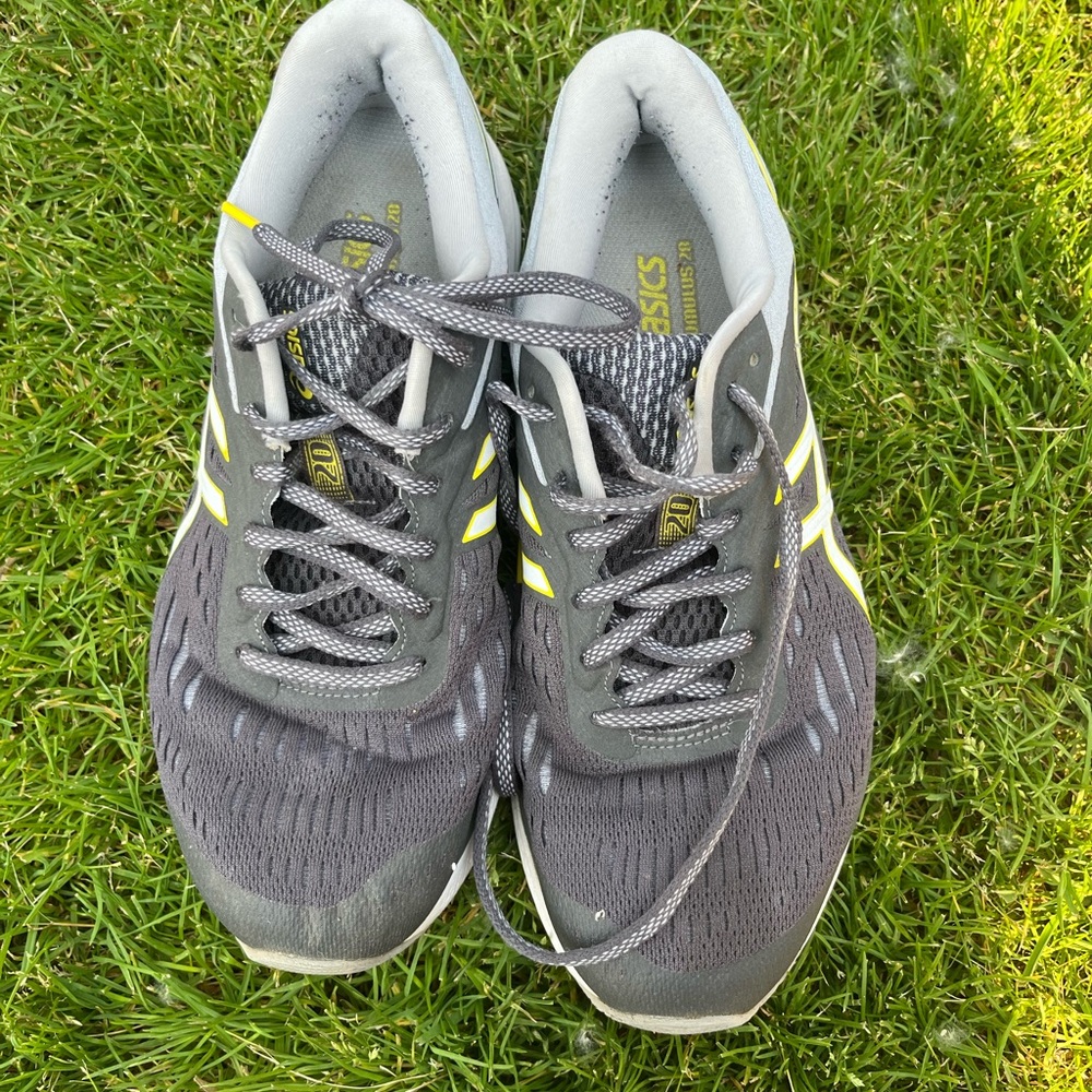 Asics Gray and Yellow Athletic Shoes with Cushioned Midsole